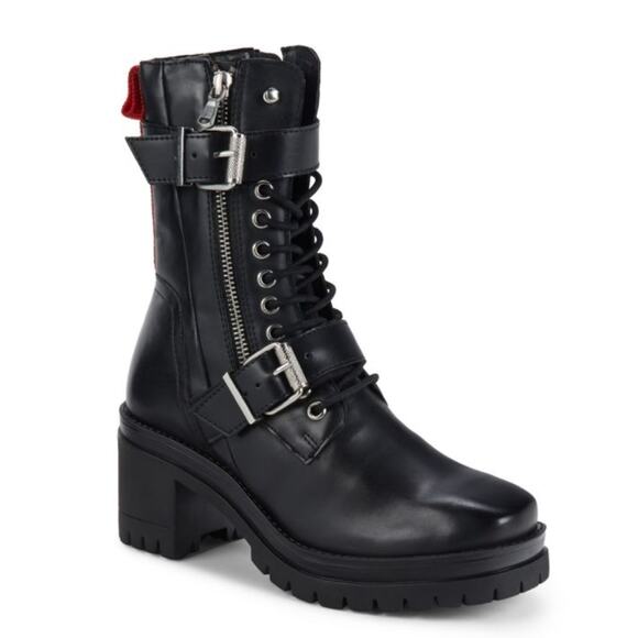 Charles David Clout Combat Moto Boots in Black size 9 Grunge - Picture 1 of 8